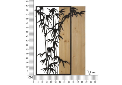 Panneau mural en bambou, fer et bois – Charme naturel et contemporain (58 x 2 x 80 cm)