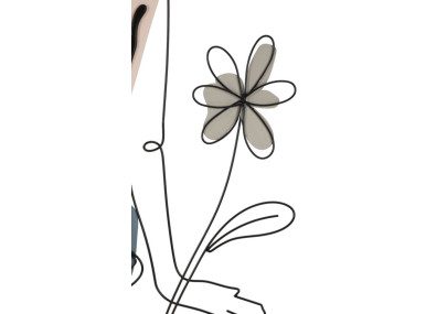 Panneau mural Dame avec fleur – Charme et élégance florale (80 x 1,3 x 90 cm)