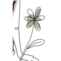 Panneau mural Dame avec fleur – Charme et élégance florale (80 x 1,3 x 90 cm)