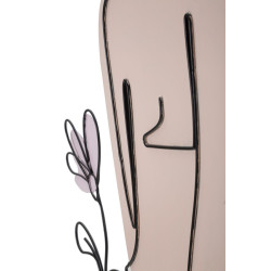 Panneau mural Dame avec fleur – Charme et élégance florale (80 x 1,3 x 90 cm)