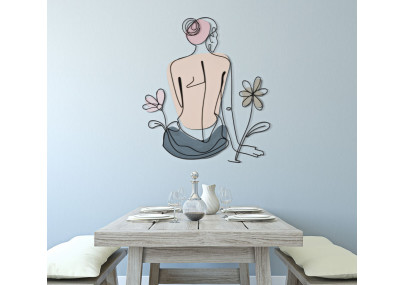 Panneau mural Dame avec fleur – Charme et élégance florale (80 x 1,3 x 90 cm)