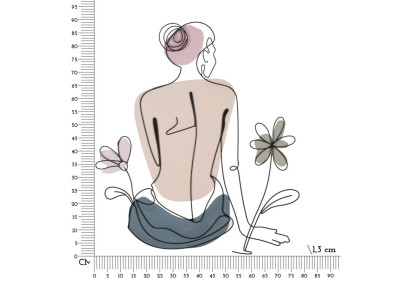 Panneau mural Dame avec fleur – Charme et élégance florale (80 x 1,3 x 90 cm)