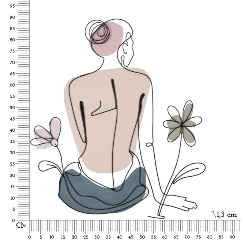 Panneau mural Dame avec fleur – Charme et élégance florale (80 x 1,3 x 90 cm)