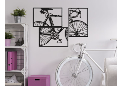 Ensemble de panneaux mural pour vélo – Lot de 3 pièces, style moderne (40 x 1,3 x 60 cm / taille d’une pièce unique)