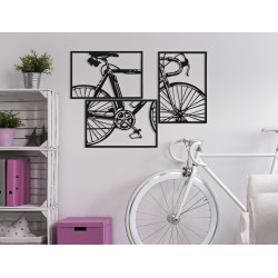 Ensemble de panneaux mural pour vélo – Lot de 3 pièces, style moderne (40 x 1,3 x 60 cm / taille d’une pièce unique)