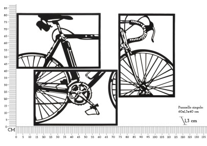 Ensemble de panneaux mural pour vélo – Lot de 3 pièces, style moderne (40 x 1,3 x 60 cm / taille d’une pièce unique)