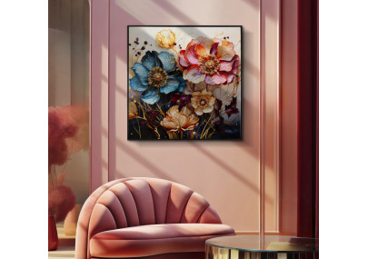 Tableau mural laqué avec cadre NARCY – A – Luxe contemporain (82 x 4 x 82 cm)