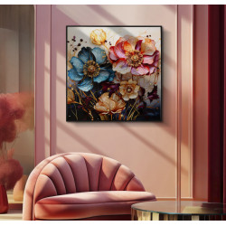 Tableau mural laqué avec cadre NARCY – A – Luxe contemporain (82 x 4 x 82 cm)