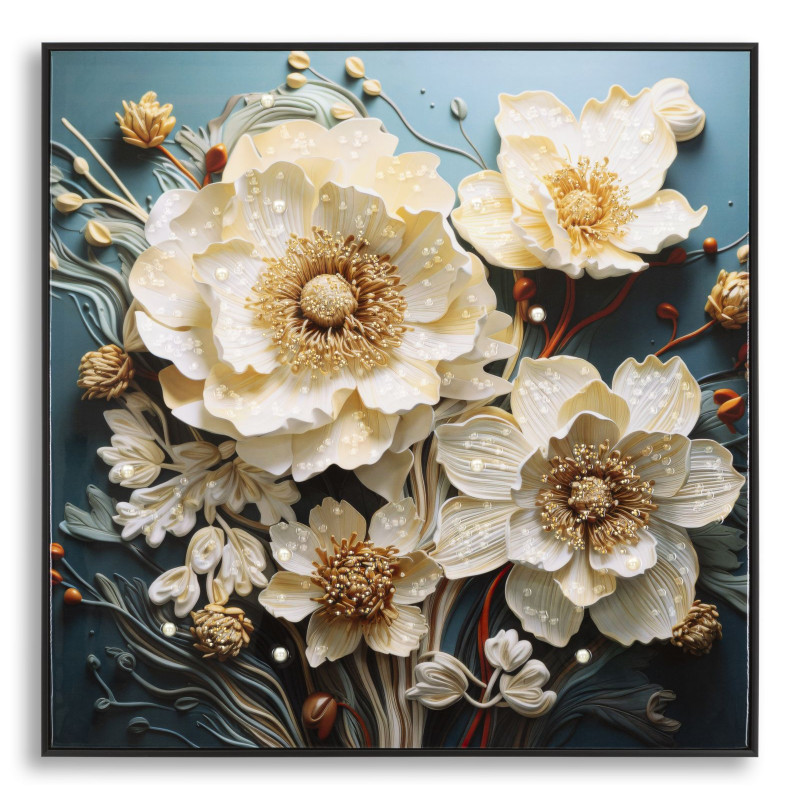 Tableau mural laqué avec cadre NARCY – B – Sophistication murale (82 x 4 x 82 cm)