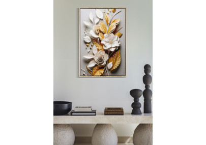 Tableau mural laqué avec cadre FLORA M – Élégance subtile (42 x 3,5 x 62 cm)