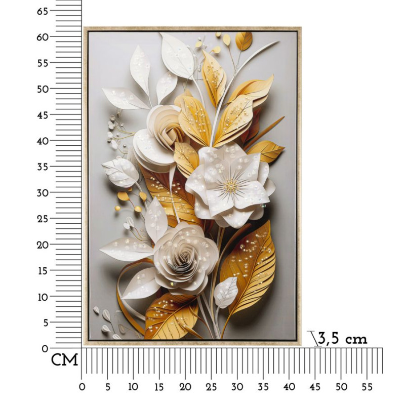 Tableau mural laqué avec cadre FLORA M – Élégance subtile (42 x 3,5 x 62 cm)