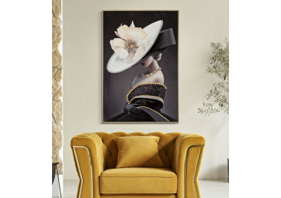 Tableau mural laqué avec cadre CHAPEAU VIENNAIS – B – Style unique (62 x 4 x 92 cm)