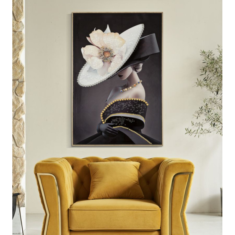 Tableau mural laqué avec cadre CHAPEAU VIENNAIS – B – Style unique (62 x 4 x 92 cm)