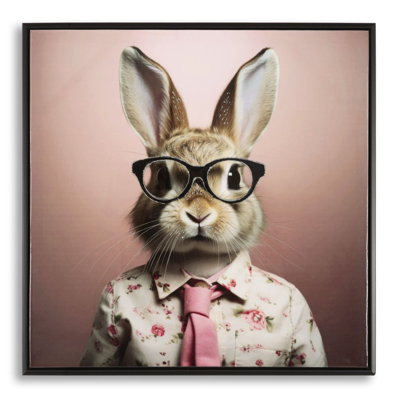 Tableau mural laqué avec cadre LAPIN C/CORNICE – Originalité et style (62,5 x 2,8 x 62,5 cm)