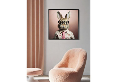 Tableau mural laqué avec cadre LAPIN C/CORNICE – Originalité et style (62,5 x 2,8 x 62,5 cm)