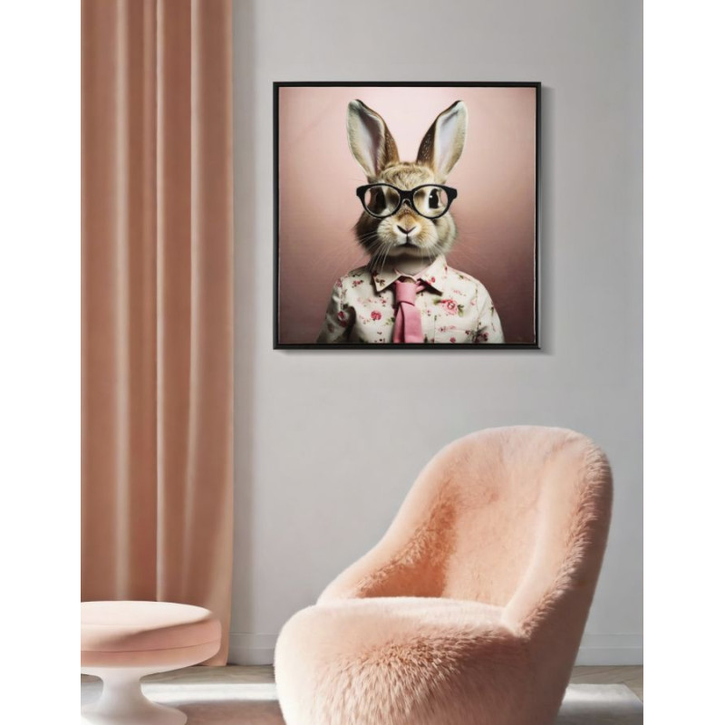 Tableau mural laqué avec cadre LAPIN C/CORNICE – Originalité et style (62,5 x 2,8 x 62,5 cm)
