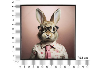 Tableau mural laqué avec cadre LAPIN C/CORNICE – Originalité et style (62,5 x 2,8 x 62,5 cm)