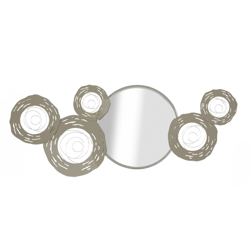 Panneau mural en fer forgé avec miroir – Reflets et raffinement glamour (106 x 3,8 x 48 cm)