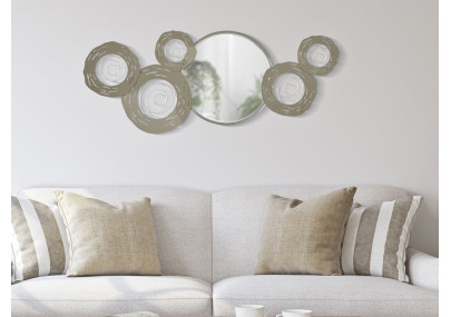 Panneau mural en fer forgé avec miroir – Reflets et raffinement glamour (106 x 3,8 x 48 cm)