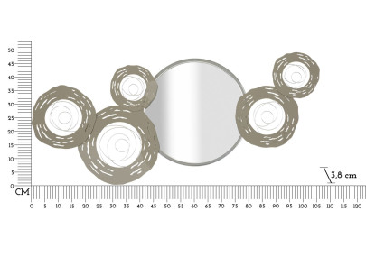 Panneau mural en fer forgé avec miroir – Reflets et raffinement glamour (106 x 3,8 x 48 cm)