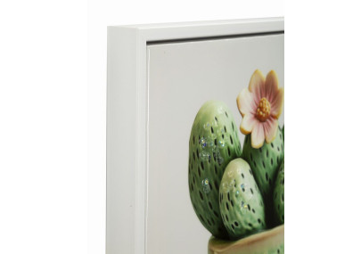 Impression sur toile laquée motif cactus H – Mini décor graphique (40 x 2,8 x 40 cm)