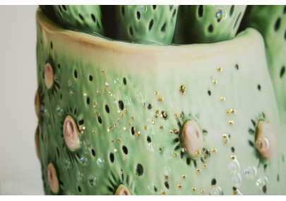 Impression sur toile laquée motif cactus H – Mini décor graphique (40 x 2,8 x 40 cm)