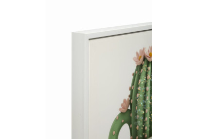 Impression sur toile laquée motif cactus B – Fraîcheur et nature murale (40 x 2,8 x 40 cm)