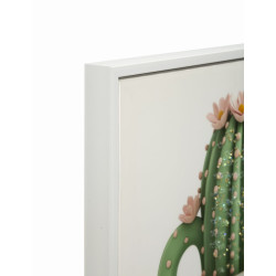 Impression sur toile laquée motif cactus B – Fraîcheur et nature murale (40 x 2,8 x 40 cm)