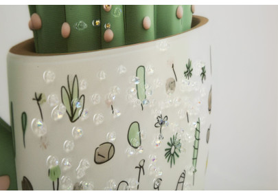 Impression sur toile laquée motif cactus B – Fraîcheur et nature murale (40 x 2,8 x 40 cm)