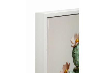 Impression sur toile laquée motif cactus C – Élégance végétale en miniature (40 x 2,8 x 40 cm)