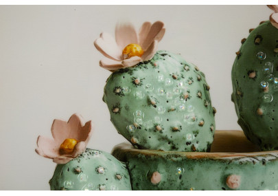 Impression sur toile laquée motif cactus C – Élégance végétale en miniature (40 x 2,8 x 40 cm)