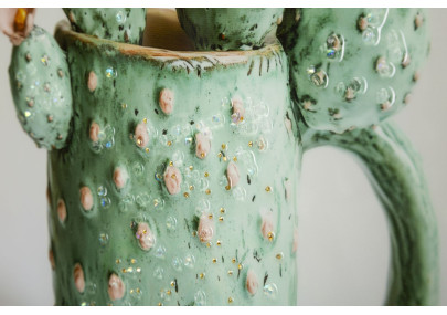 Impression sur toile laquée motif cactus C – Élégance végétale en miniature (40 x 2,8 x 40 cm)