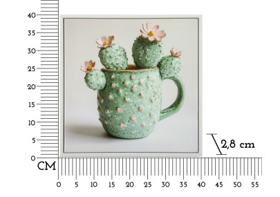 Impression sur toile laquée motif cactus C – Élégance végétale en miniature (40 x 2,8 x 40 cm)