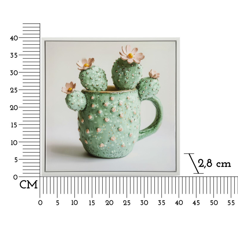 Impression sur toile laquée motif cactus C – Élégance végétale en miniature (40 x 2,8 x 40 cm)