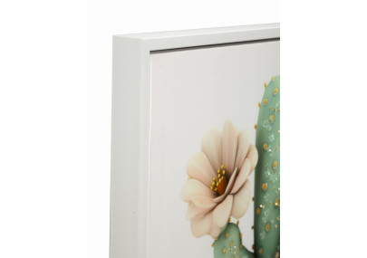Impression sur toile laquée motif cactus D – Style et douceur décorative (40 x 2,8 x 40 cm)