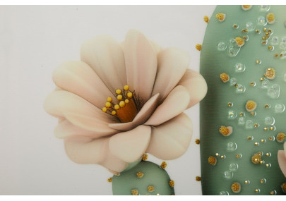Impression sur toile laquée motif cactus D – Style et douceur décorative (40 x 2,8 x 40 cm)