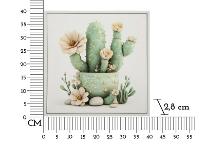 Impression sur toile laquée motif cactus D – Style et douceur décorative (40 x 2,8 x 40 cm)