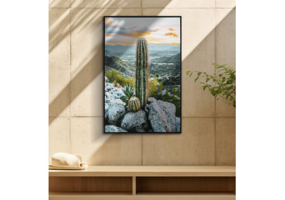 Impression sur toile laquée Cactus H – Grandeur et modernité murale (60 x 4 x 90 cm)