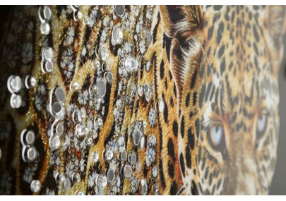 Tableau sur toile laquée JAGUAR A – Animalité et glamour (82 x 4 x 82 cm)