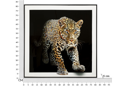 Tableau sur toile laquée JAGUAR A – Animalité et glamour (82 x 4 x 82 cm)