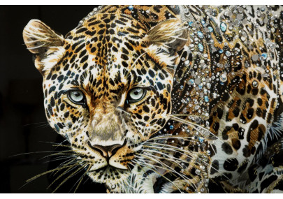 Tableau sur toile laquée JAGUAR B – Force et élégance décorative (82 x 4 x 82 cm)