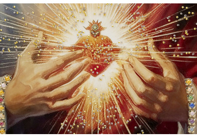 Jesús pintado sobre lienzo lacado con marco – Espiritualidad y diseño (72 x 4 x 102 cm)