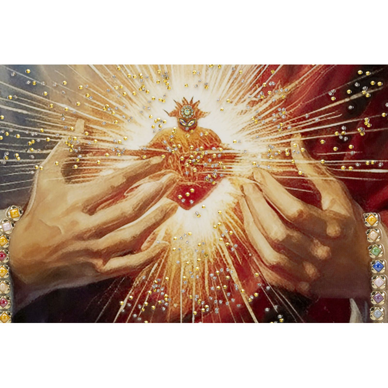 Jésus peint sur toile laquée avec cadre – Spiritualité et design (72 x 4 x 102 cm)