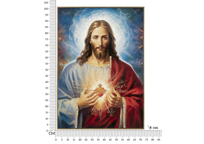 Gesù dipinto su tela laccata con cornice – Spiritualità e design (72 x 4 x 102 cm)