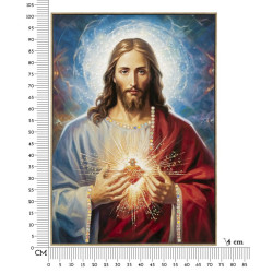 Gesù dipinto su tela laccata con cornice – Spiritualità e design (72 x 4 x 102 cm)