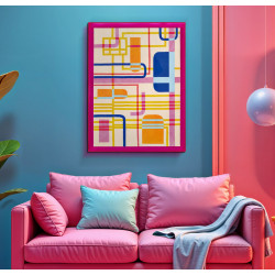 Moduli con stampa su tela laccata B – Elegante decorazione da parete (60 x 3,3 x 80 cm)