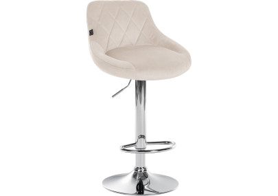 Lot de 2 tabourets de bar Lazio, velours chrome et crème