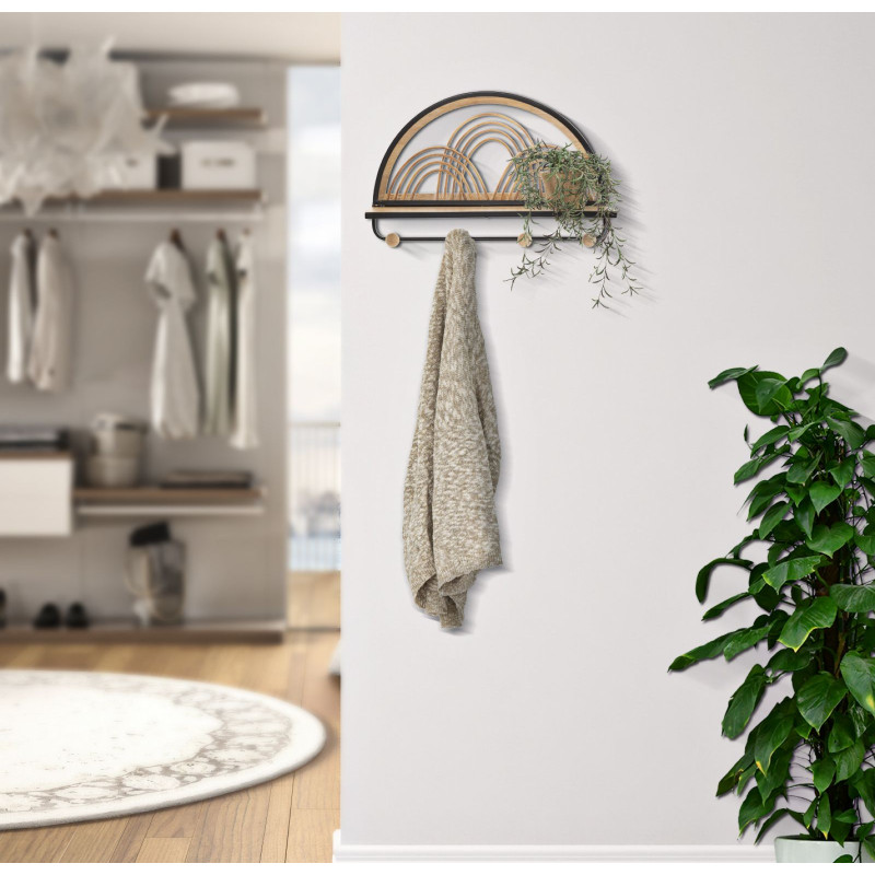 Étagère OPORTO avec cintres – Polyvalence et élégance murale (46 x 15,5 x 30 cm)