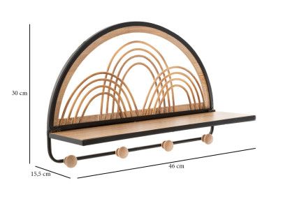 Étagère OPORTO avec cintres – Polyvalence et élégance murale (46 x 15,5 x 30 cm)