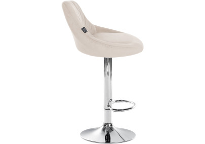 Lot de 2 tabourets de bar Lazio, velours chrome et crème
